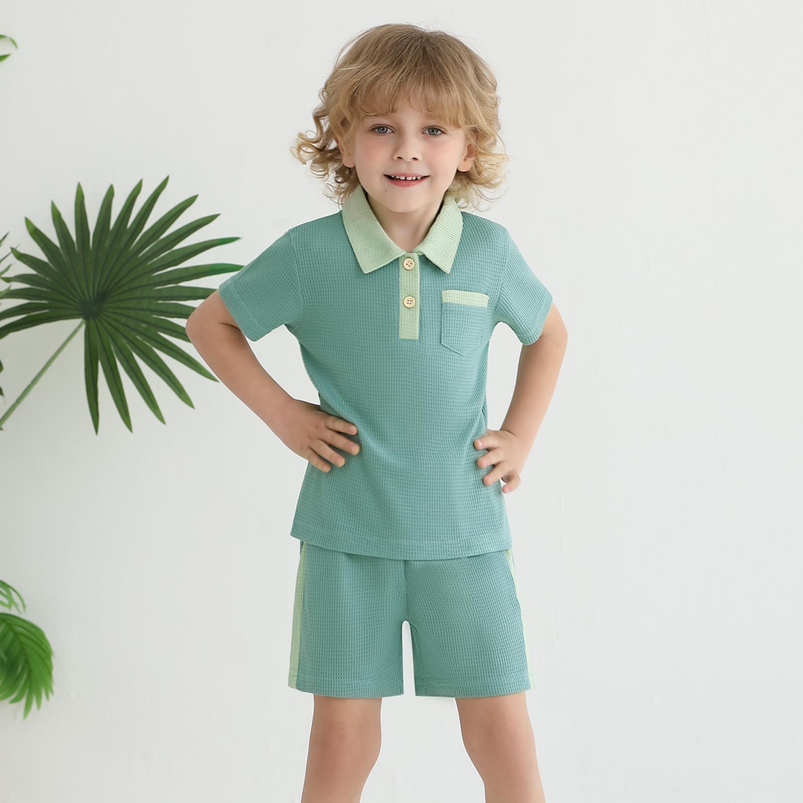 Luckrizyy Toddler Baby Boy Summer Outfits Boys Button Short Sleeve Polo Shirts Casual Shorts Set