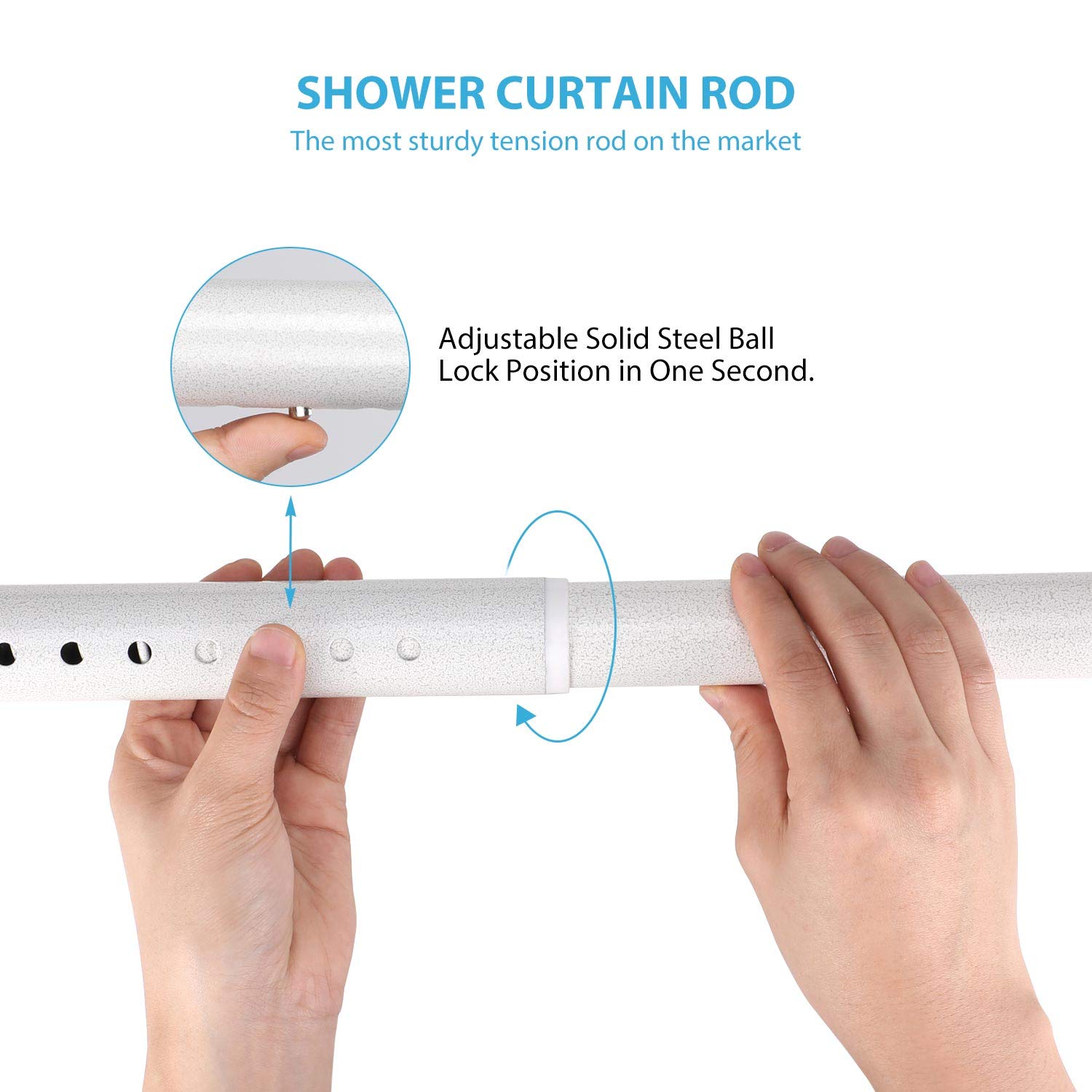 Asta Telescopica KINLO 110-160cm - Acciaio Inossidabile, Per Tende Doccia Senza Foratura, Beige - Foto 11