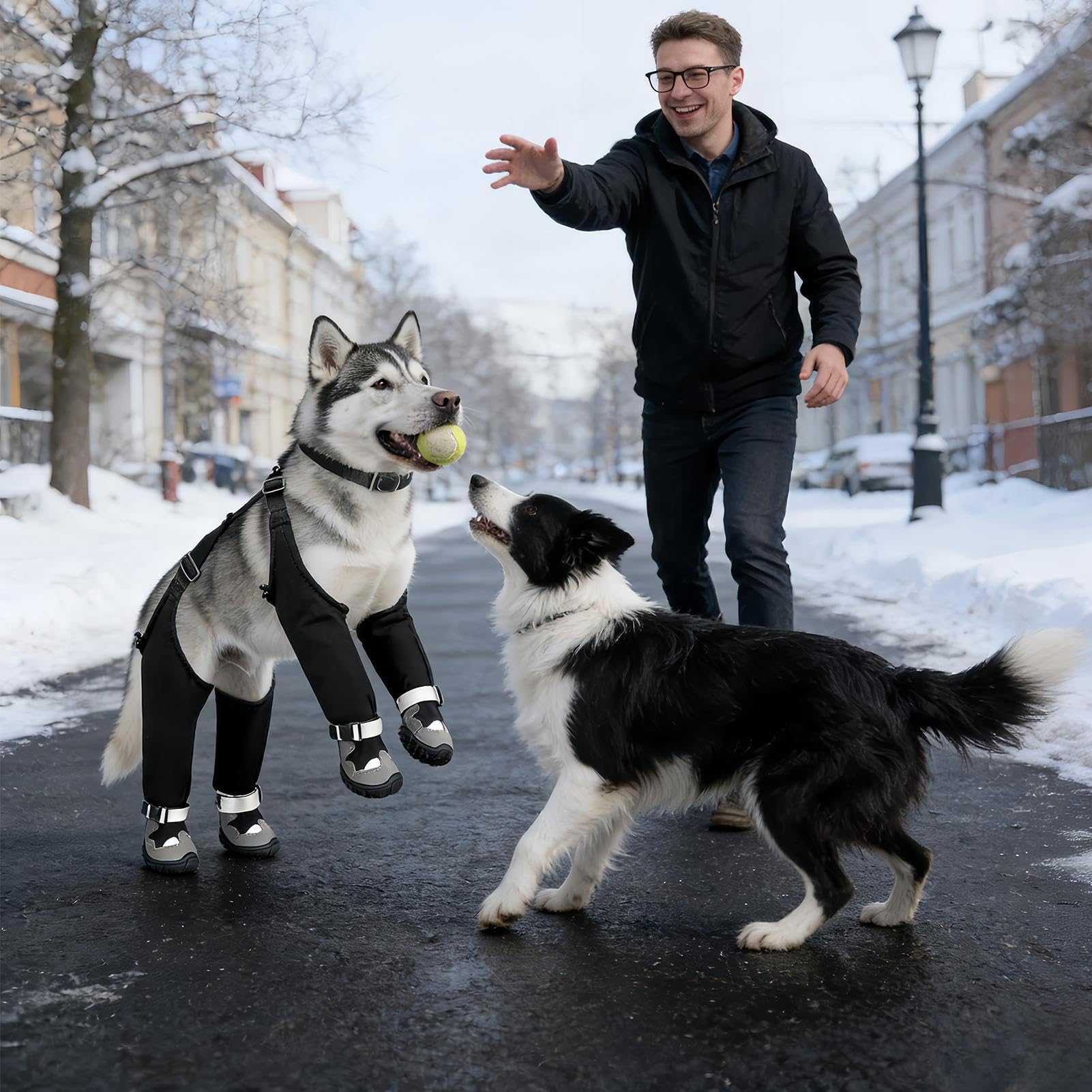 Scarpe per Cani Animali Antiscivolo Traspiranti Impermeabili | Scarpe Invernali da Cani Per Caccia, Passeggiate, Campeggio, Attività All'aperto, Uscite Quotidiane E