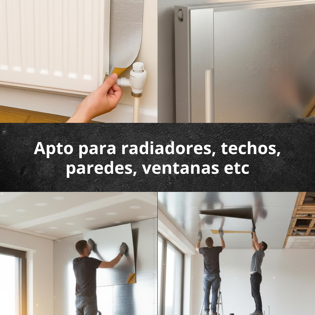 Aislante térmico y acústico autoadhesivo para el hogar | Ideal para ventanas, paredes, techos y radiadores | Reduce ruido, vibraciones, frío y calor | Aluminio resistente de 10 mm | 100×50 cm | (1)