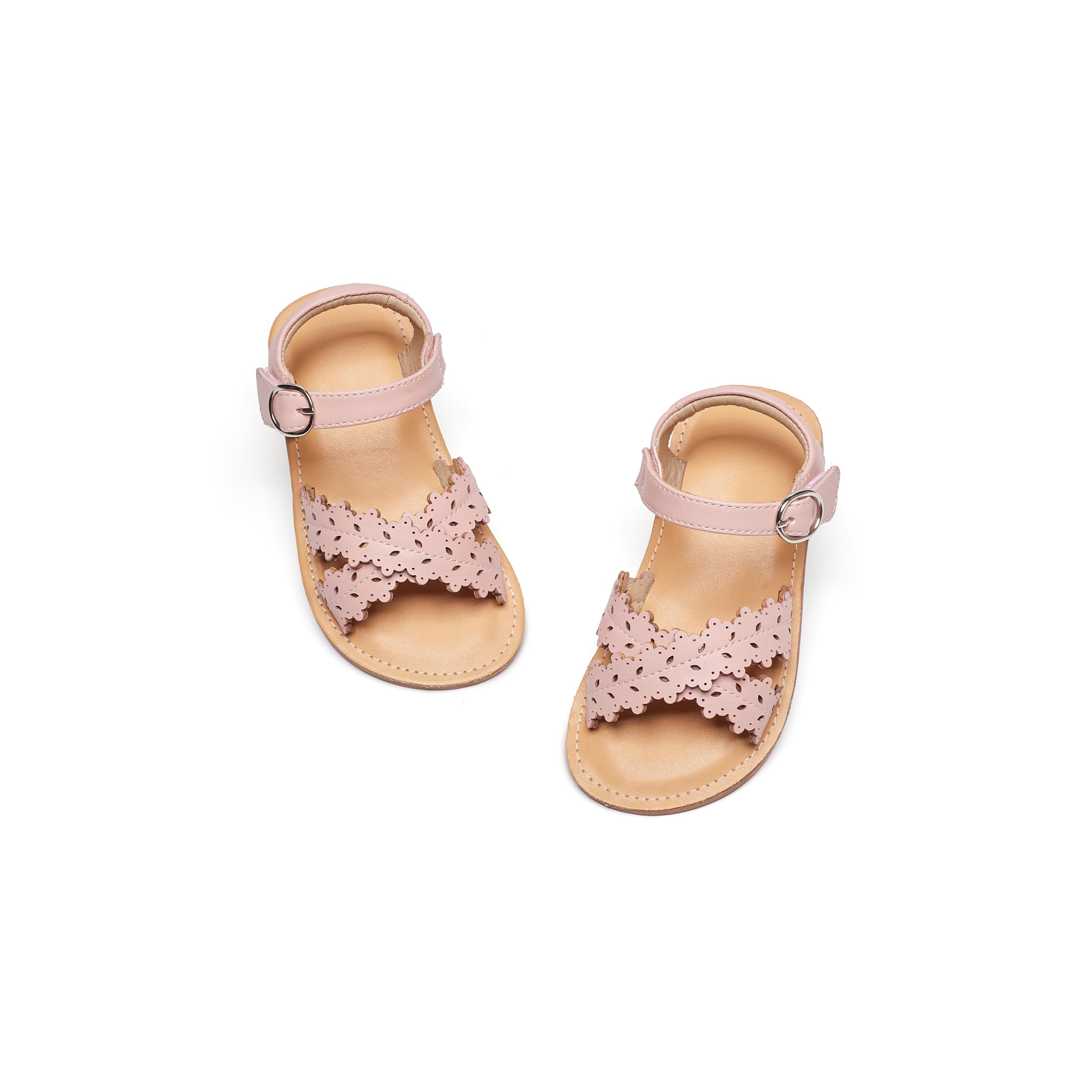 Flaryzone Toddler Girls Sandals Open Toe Flats Flower Girl Dress Shoes