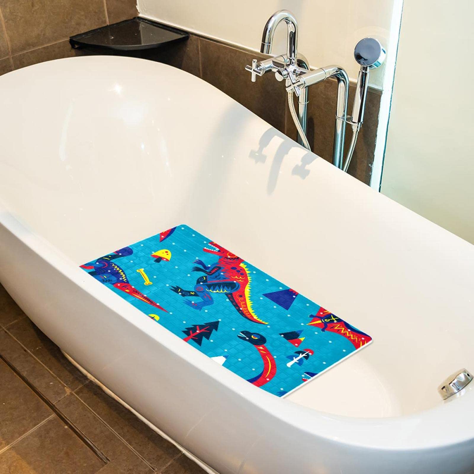 Rutschfeste Badematten mit coolem Dinosaurier-Motiv, für Badezimmer, rechteckige Badewannenmatte, maschinenwaschbar, 40 x 70 cm