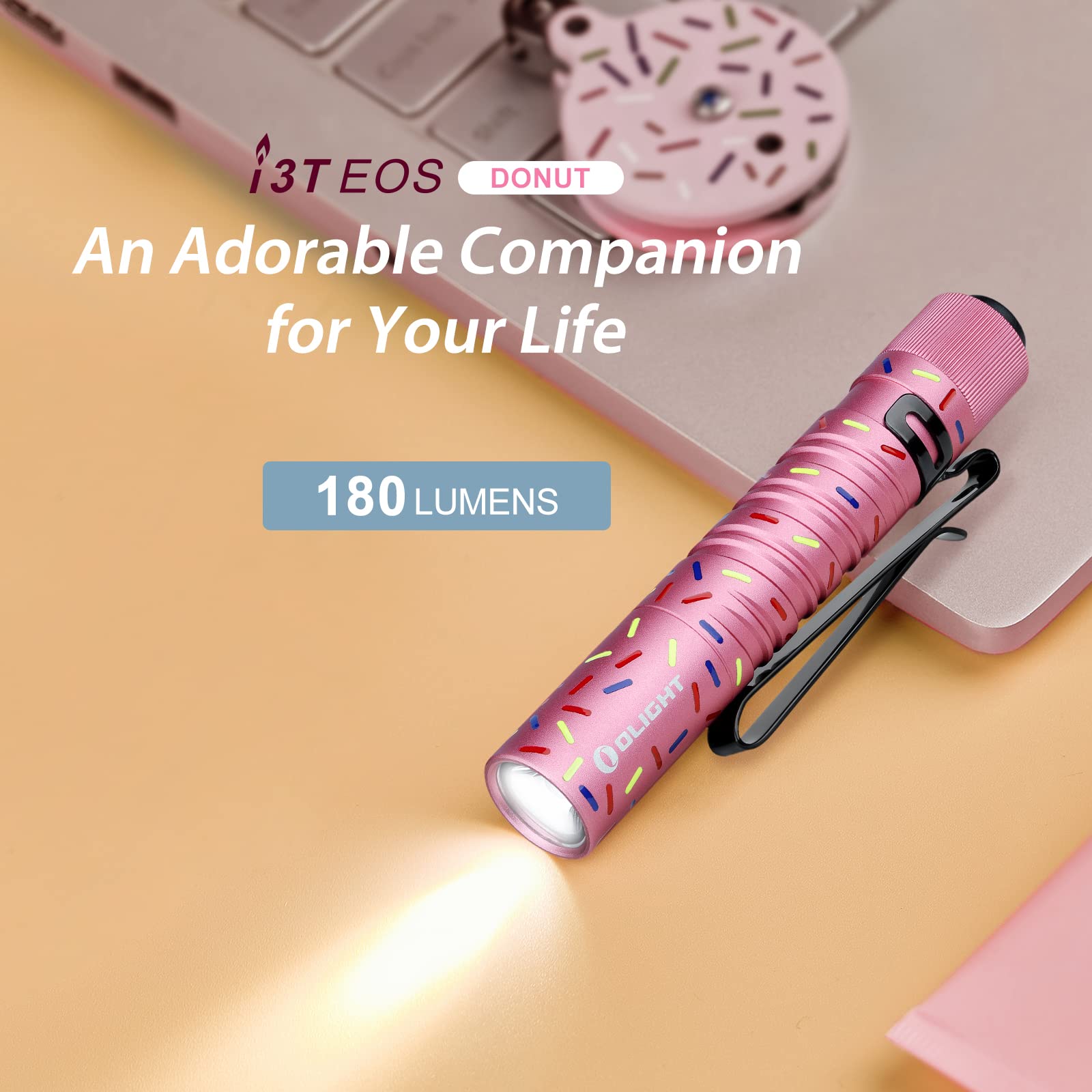 オーライト　Olight I3T EOS PINK DONUT 懐中電灯 OLIGHT I3T Slim Torch 5 or 180 Lumens LED Pocket Flashlight