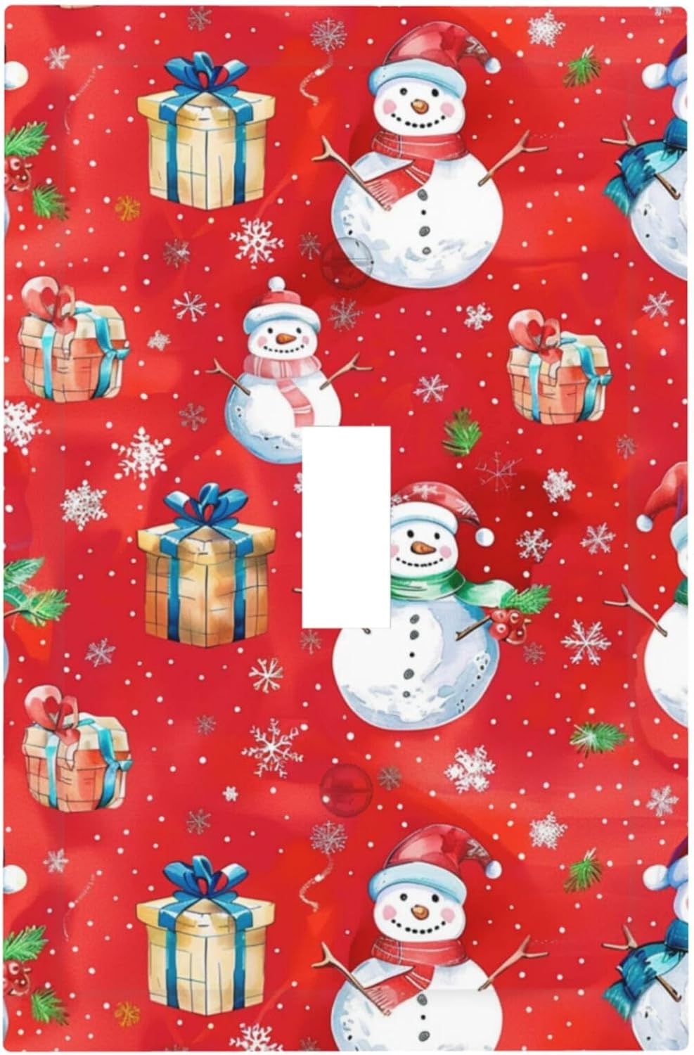 Decorator Switch Cover 1 Gang Single Toggle Christmas Snowmen With Gifts Wall Plate Outlet Switch Covers Light Switch Cover Receptacle Cover