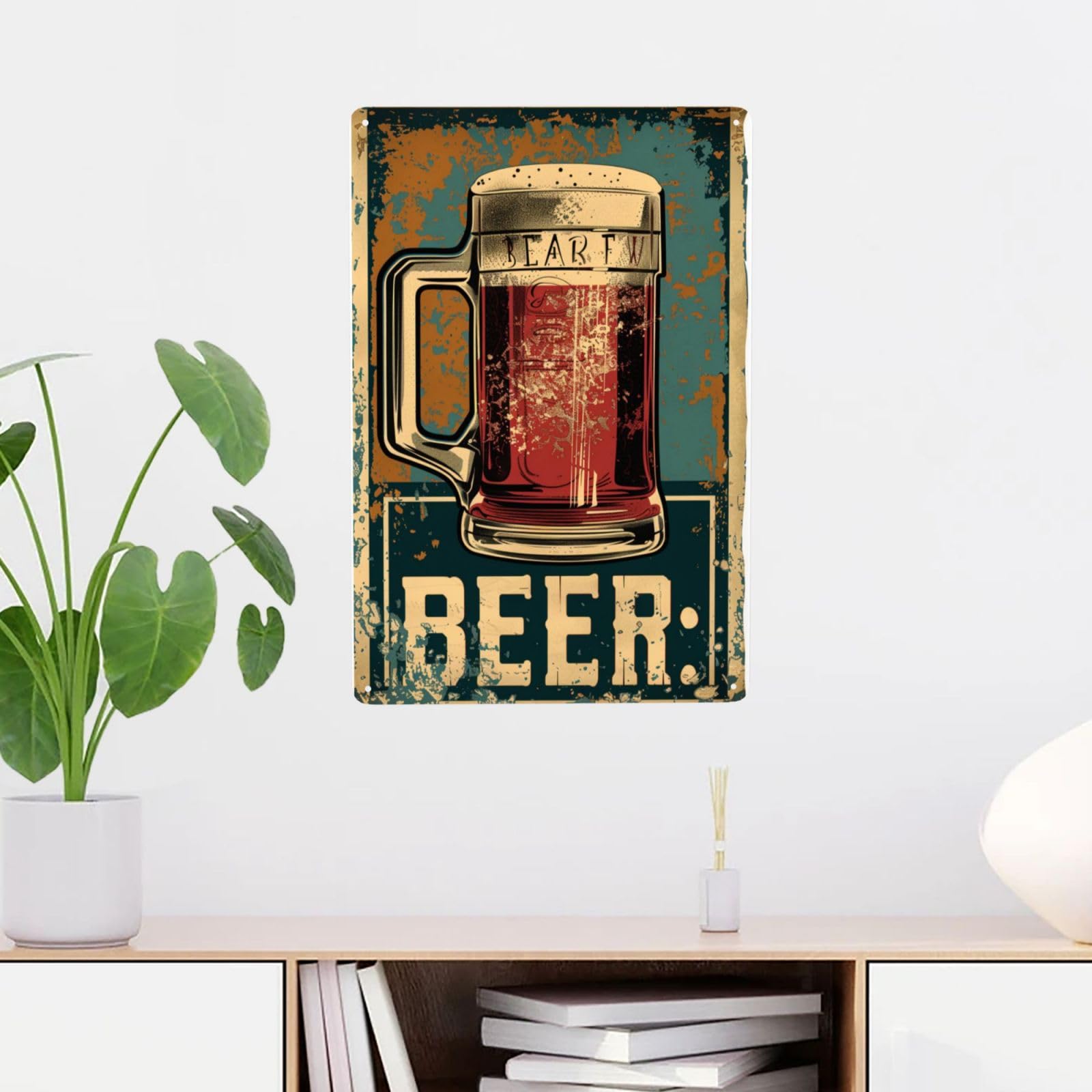Vintage Metal Plate Beer Rectangular Iron Painting Wall Home Bar Decor 30x20cm