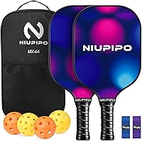 Vista 19 de niupipo Pickleball Paddles Set of 2 or 4, USAPA Approved Fiberglass Pickleball Paddle Set with Balls and Bag, Polypropylene Honeycomb Core