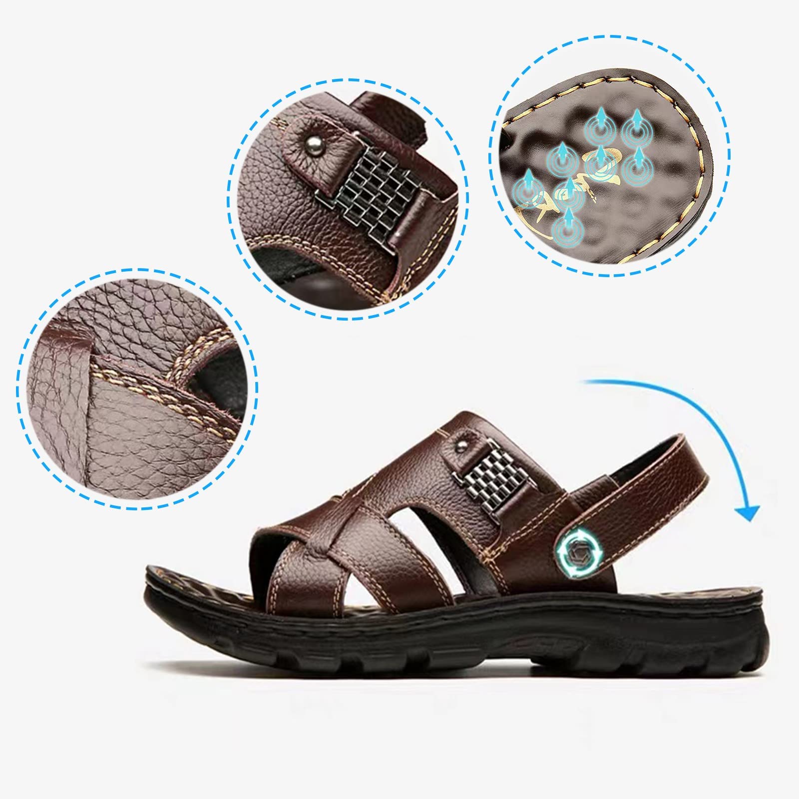 Sandali Sportivi Da Uomo Sandalo Comodi Sportivi Casa Beach Sandali Trekking Sandali Punta Pantofole Leggera Con Doppia Fascia Cuoio a Strappo Estive Ciabatte Da Mare Spiaggia Piscina Unisex