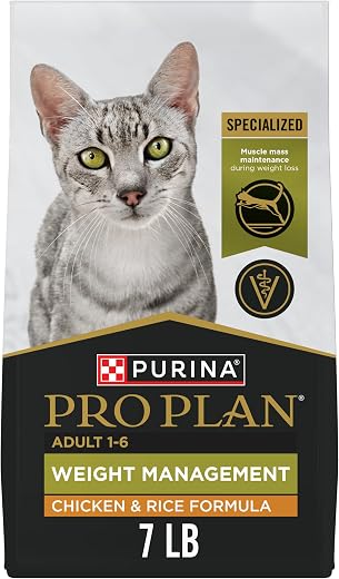 Purina Pro Plan Weight Control Dry Cat Food, Chicken and Rice Formula – 7 lb. Bag