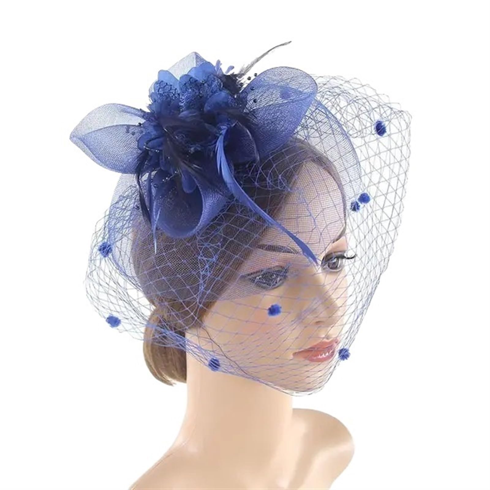 UALXPAO Wedding Hats Bridal Headdress Retro Hairclip Cocktail Party Wedding Fascinators for Tea Party,Weddings(Blue)