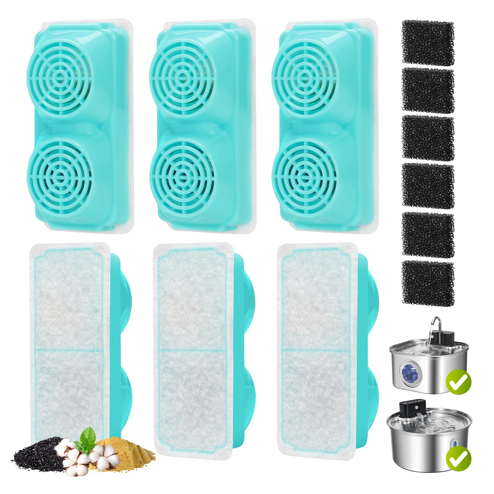 6 Pack Cat Water Fountain Filters for ZEKIRY