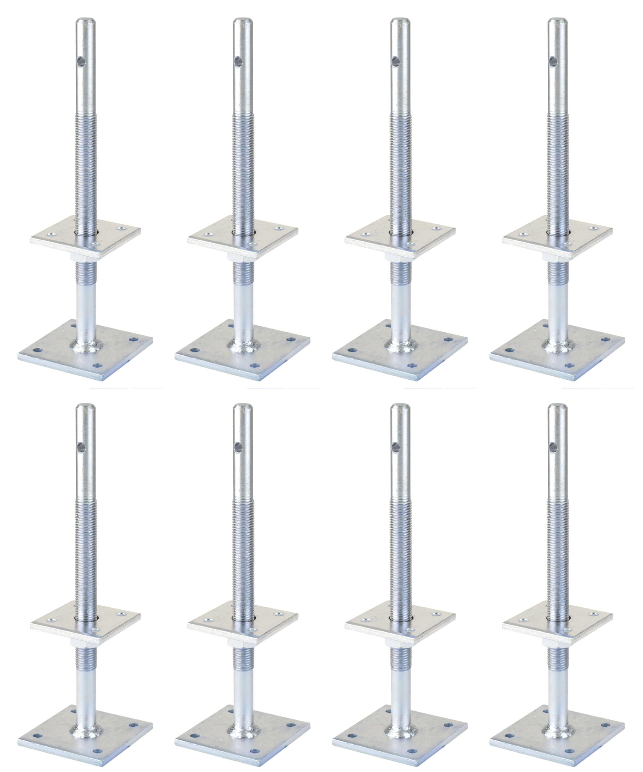 Alberts 8er Set Pfostenträger | zum Aufschrauben | galvanisch verzinkt, dickschichtpassiviert | höhenverstellbar 100-230 mm | 80 x 80 mm