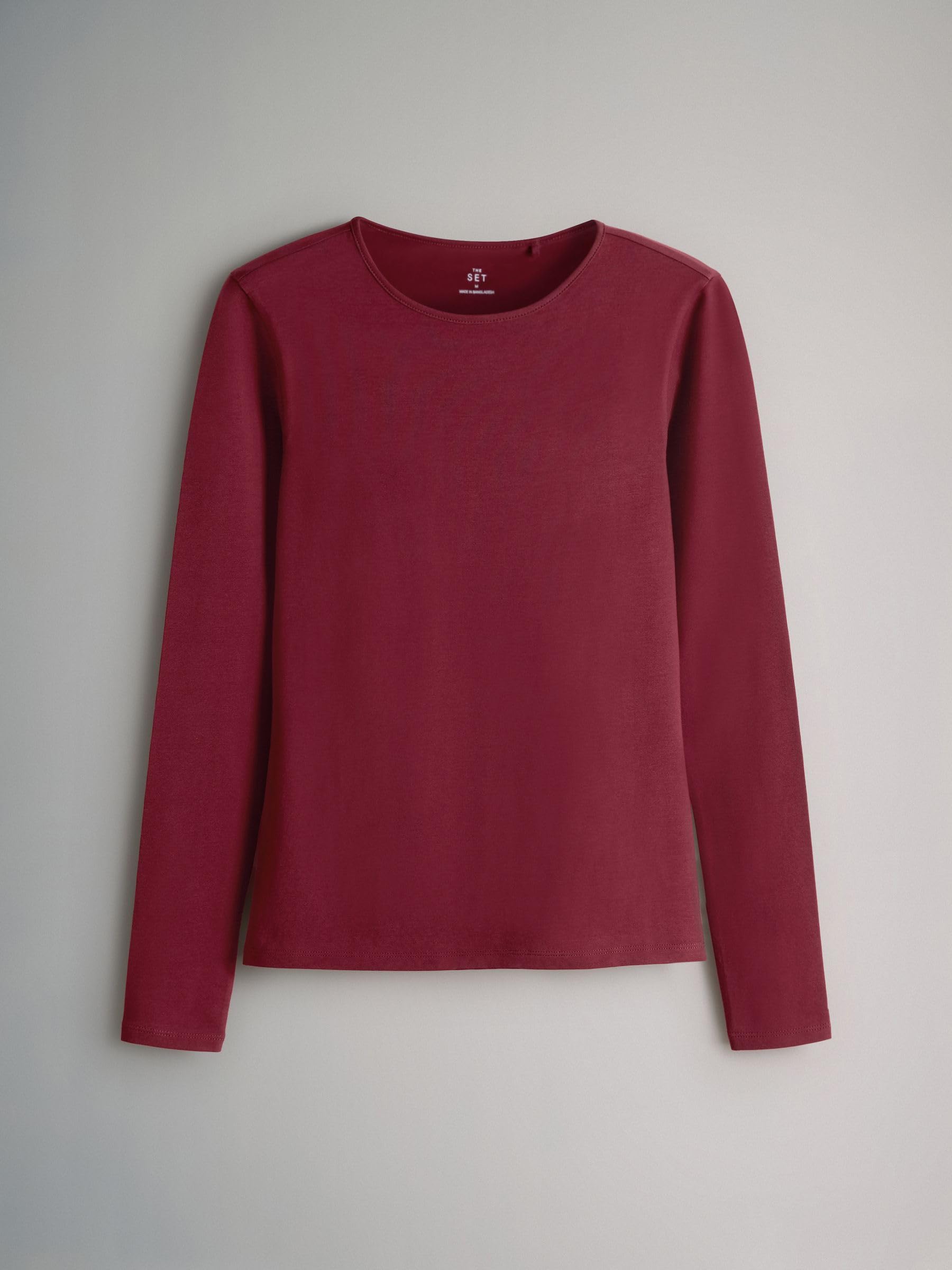 THE SET Femme T-Shirt Ras du Cou à Manches Longues, Lot de 5 | Coupe standard