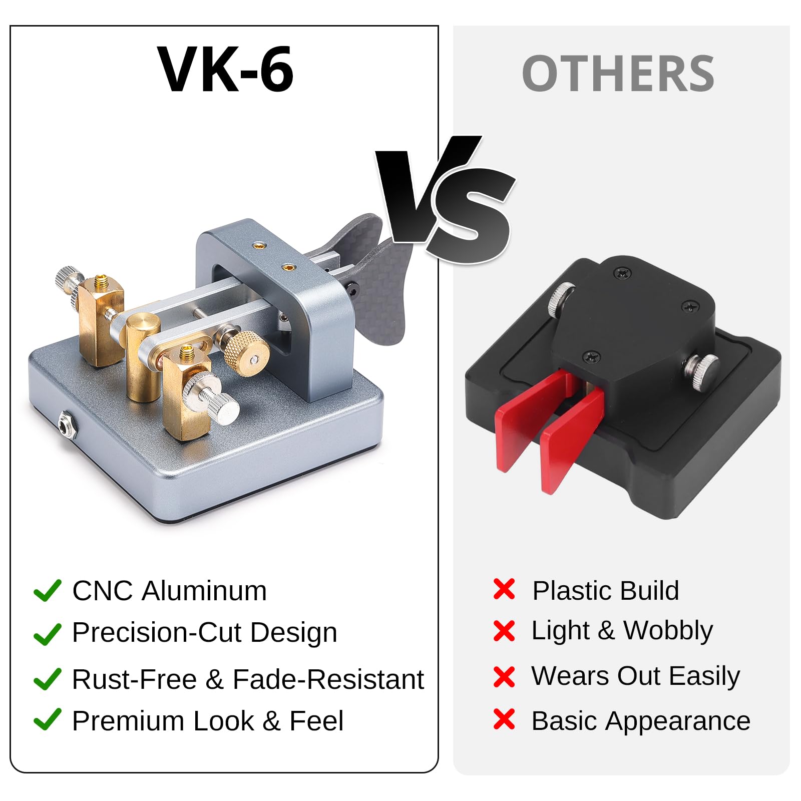 Amazon.com: XIEGU VK-6 Iambic CW Morse Code Key, Dual Paddle