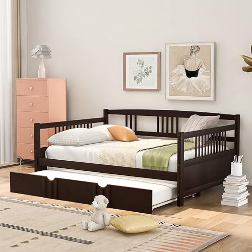 Miniatura 17 de Merax Sofá Cama Individual con Listones de Madera, Sofá Cama Moderno para Sala de Estar con Rieles, Tamaño Individual, Blanco Marfil Marfil