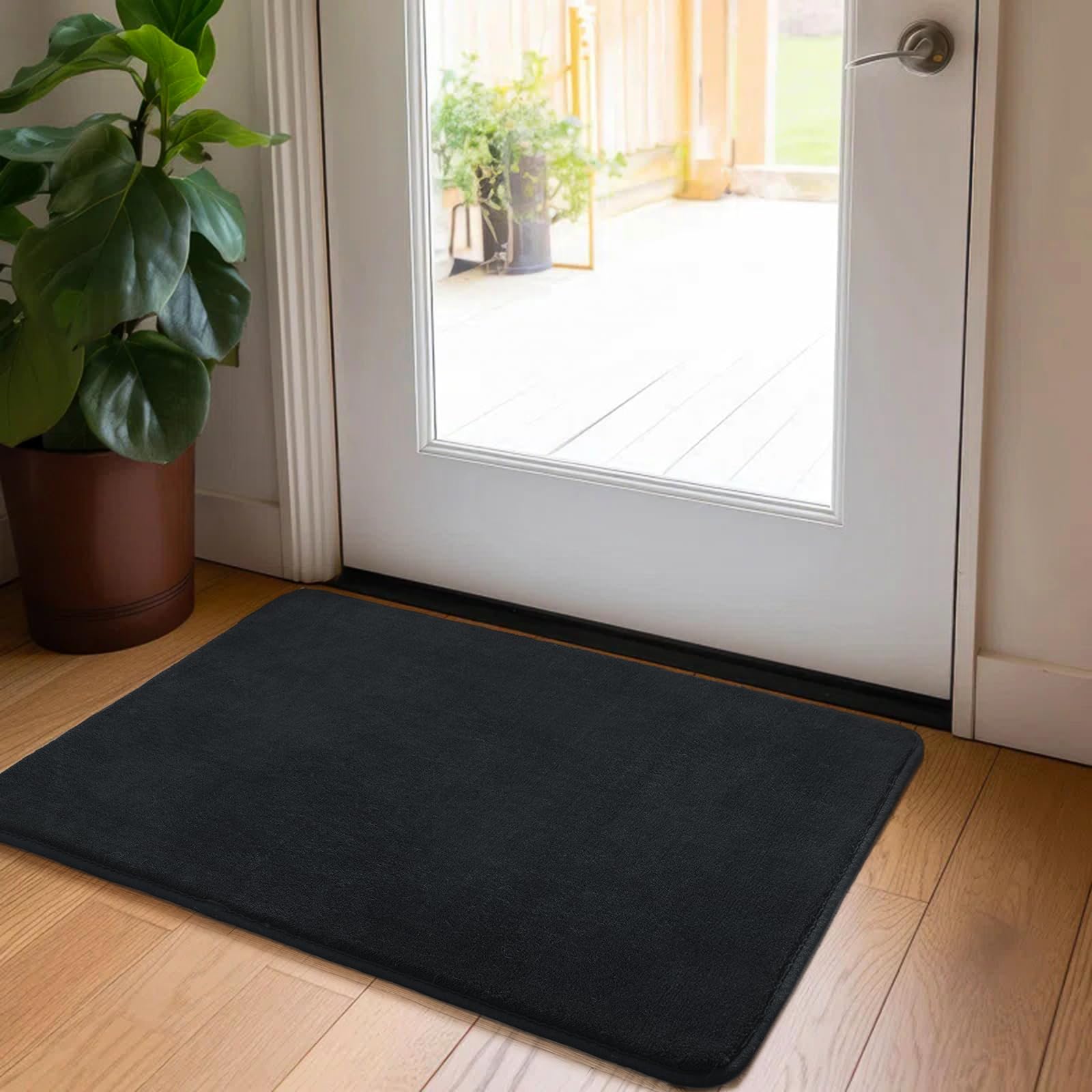 HOMORE 2x3 Small Black Rug, Soft Memory Foam Rugs for College Dorm, Throw Bedside Rug for Bedroom, Non Slip Washable Rugs for Indoor Entryway Entrance