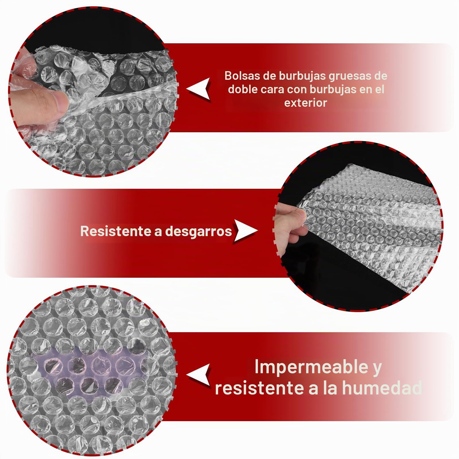 CYEER 100 piezas bolsas de burbujas transparentes, 15x25CM bolsas de plástico de burbujas, bolsas de burbujas, material de embalaje de plástico de burbujas para el embalaje de envío