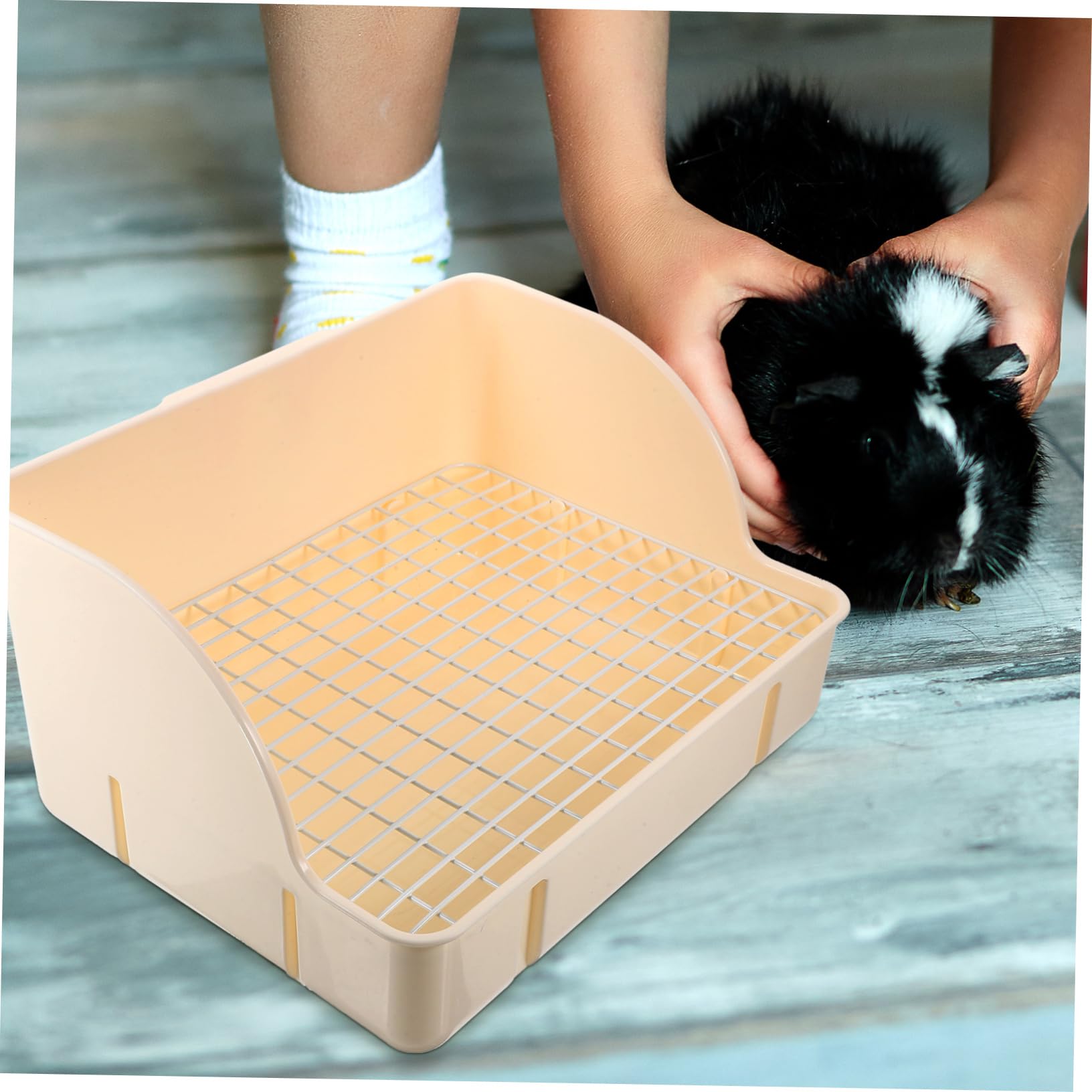 BESPORTBLE Vassoio per Lettiera per Conigli e Piccoli Animali Toilette per Gabbia Design Angolare Resistente Facile da Pulire