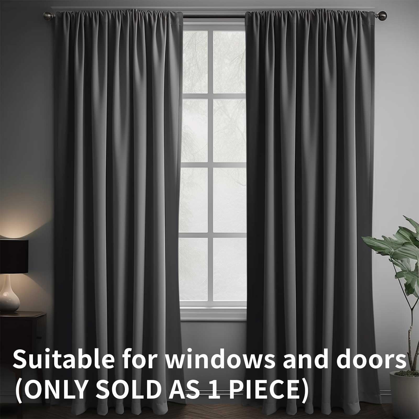 NAKIHOUSE Grey Blackout Curtains, Thermal Curtains 95 Inch Drop Slot Top Curtains - Image 2