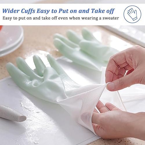 Miniatura 4 de 3 guantes de goma duraderos para el hogar, guantes impermeables para lavar platos de cocina con diseño de PVC grueso