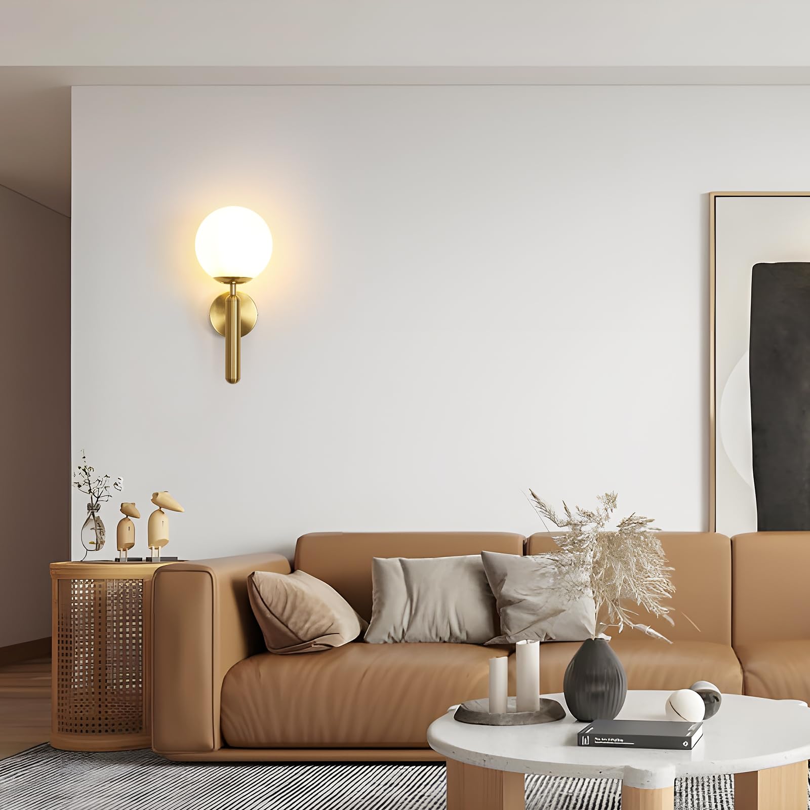 Comely Applique Murale Intérieure E27 Lampe Murale Design Minimaliste Abat-Jour en Verre pour Chambre Salon Couloir