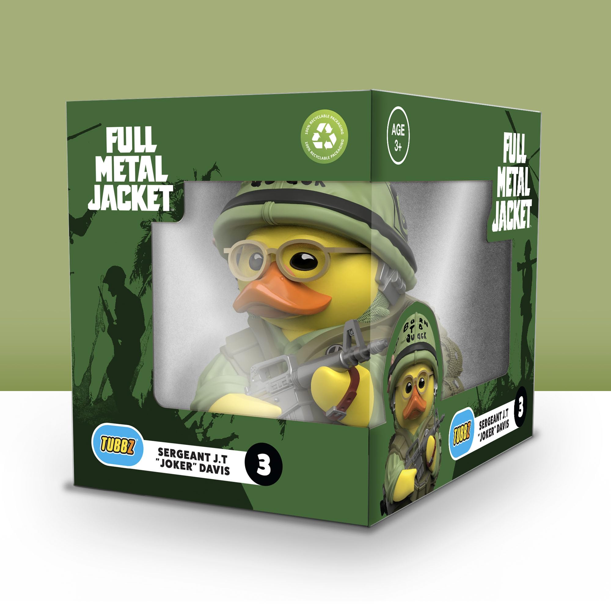 TUBBZ Boxed Edition: Kubrick Full Metal Jacket - Sgt J.T. Davis Cosplaying Rubber Duck Vinyl Figure, Sgt J.t. Davis (Boxed), 9 cm - Image 2