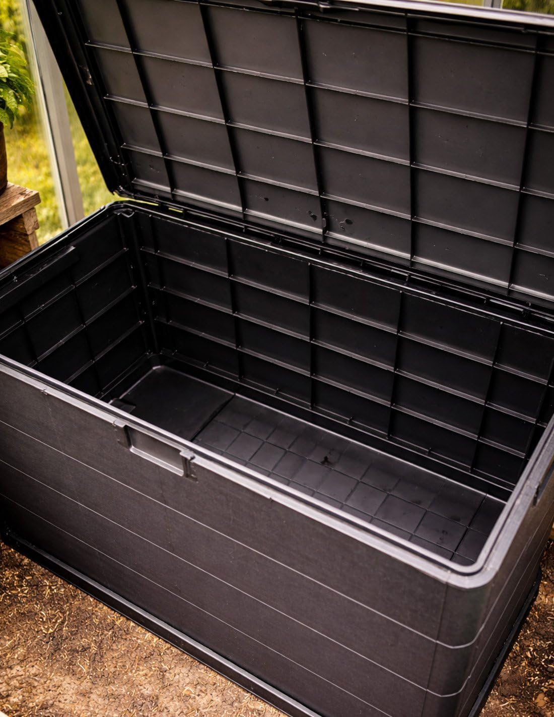 Jardin202 - Baúl Exterior Grande 170L / 340L de Resina para Jardín y Terraza | Arcón de Almacenaje | Impermeable | Resistente UV | Antracita | 170 L — view 5