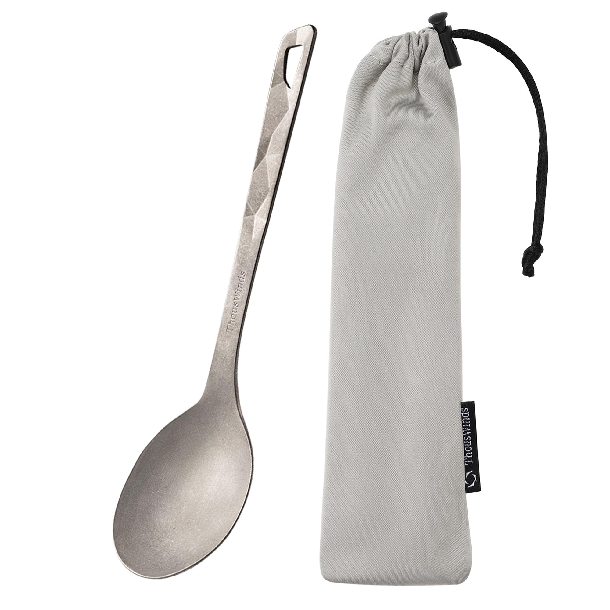Thous Winds Camping Löffel, Reisebesteck Camping Löffel aus Titan, Multifunktional Ultraleichtem Tragbare Outdoor Besteck, mit Tasche für Trekking, Picknick, Wandern, Spülmaschinenfest