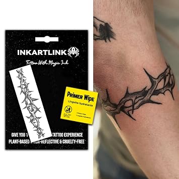 INKARTLINK Thorns Temporary Tattoos, Realistic Waterproof Fake Tattoos | Semi Permanent Tattoo, Body Stickers for Women & Men, Last 7-15 Days, Party Favors, Non-reflective, Exquisite Packaging