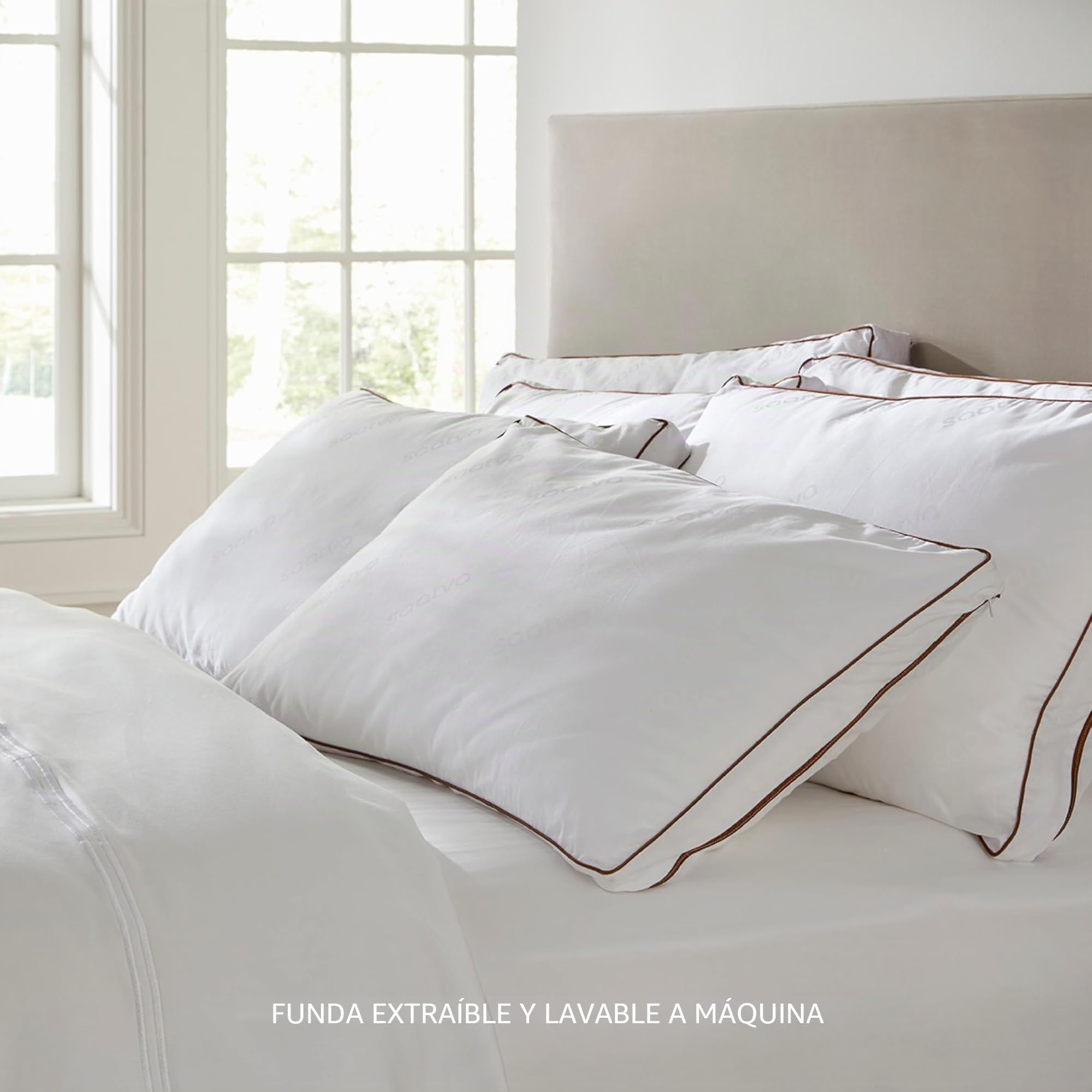 Saatva Almohada de látex – Loft estándar (4-5 Pulgadas) – Almohada hipoalergénica con núcleo de látex triturado – Transpirable – Funda de algodón orgánico Lavable a máquina – Queen (28 x 16