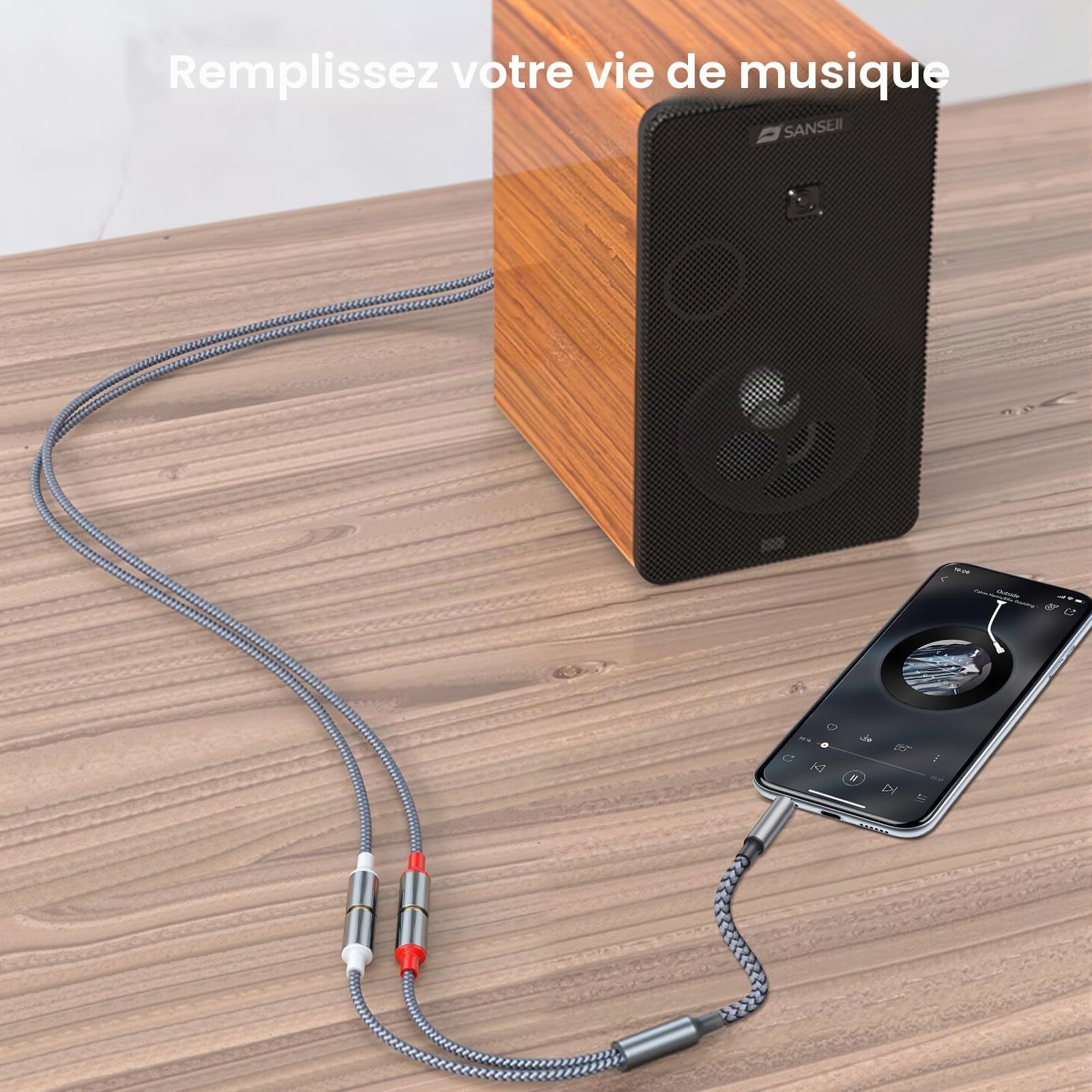 Câble audio RCA vers prise jack stéréo 3,5 mm, connecteur 3,5 mm vers 2 x prises RCA, compatible avec smartphones, lecteurs MP3, tablettes, haut-parleurs, systèmes de cinéma maison, appareils