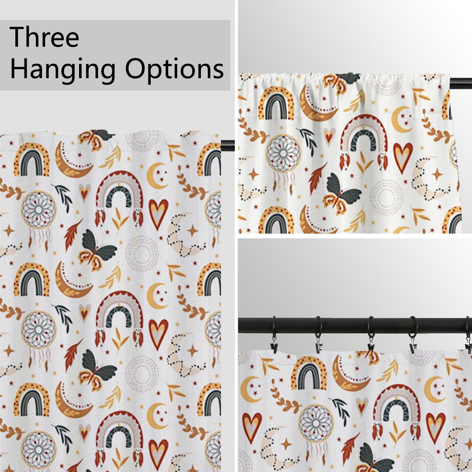 Regenbogenvorhänge mit Bleistiftfalten Boho Traumfänger Regenbogenvorhänge Kinderzimmer Fensterbehandlung für Mädchen Wohnzimmer Kinderzimmer Café Innentrennvorhang 135x229cm 2 Paneele