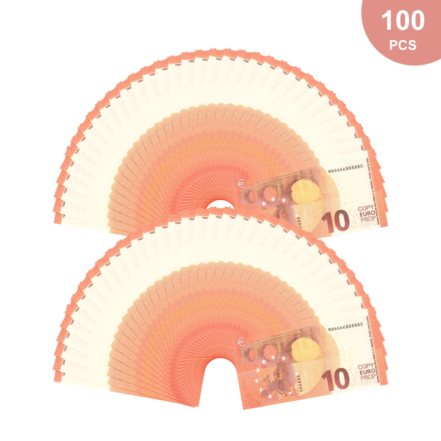 Mecool 2.40 x 1.26" 100 Pcs €10 Euros Bills Pretend Cash - Image 4