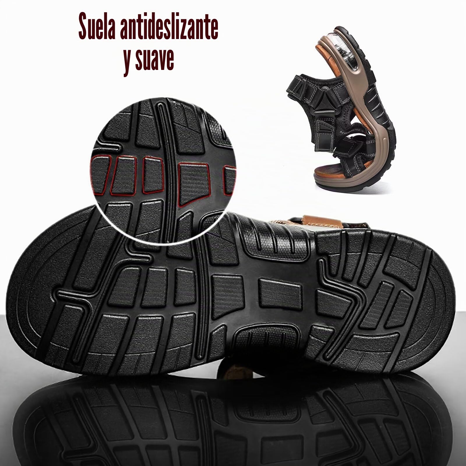 Sandalias Deportivas de Cuero para Hombre Verano Punta Abierta Sandalias de Trekking