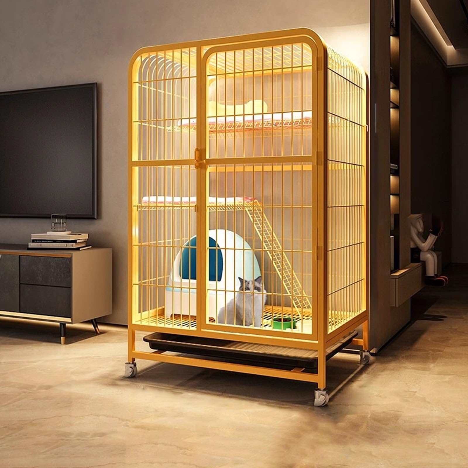 Niche sauvage pour chat en métal extérieur maison litière intégrée