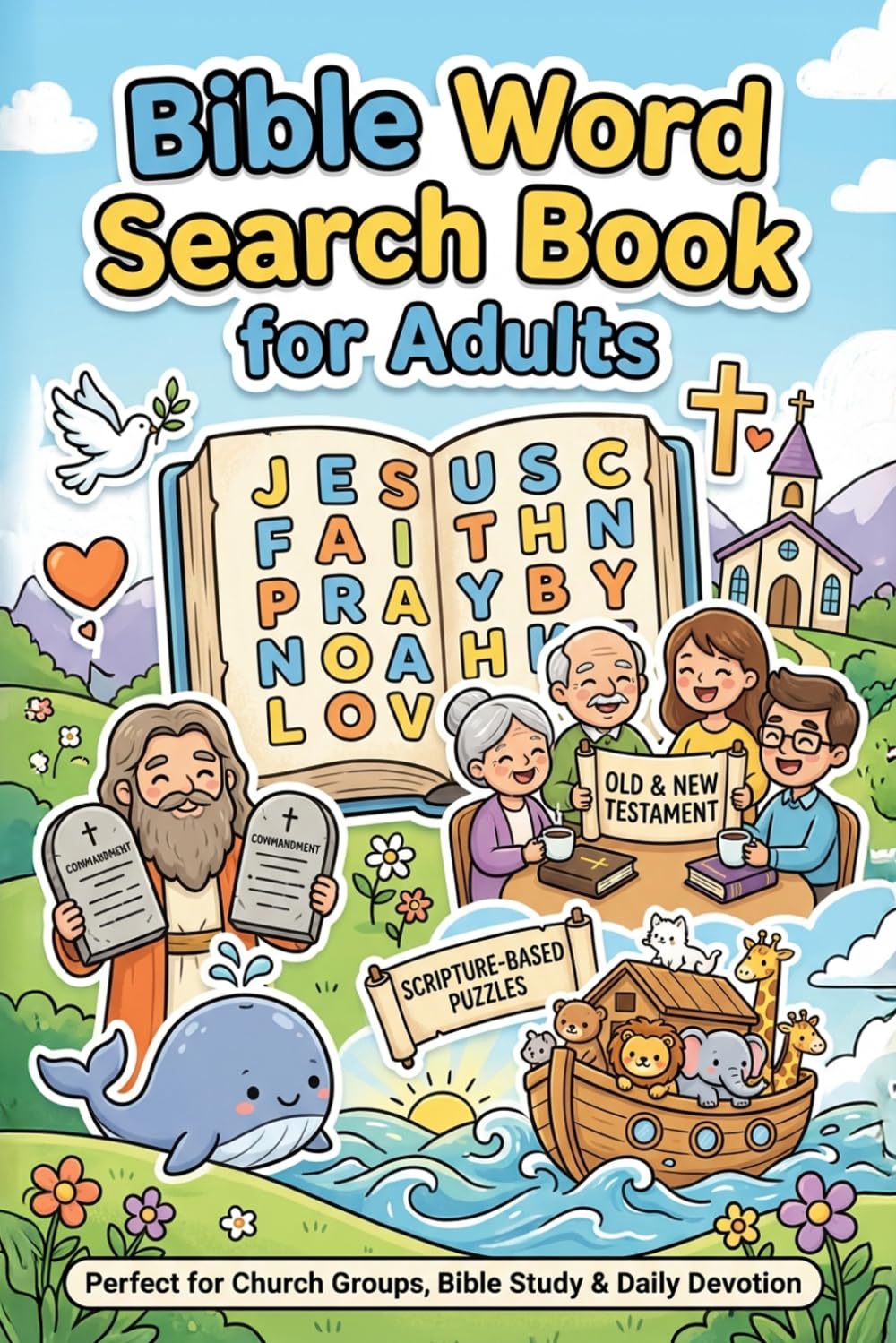 Bible Word Search Book for Adults: Scripture-Based Puzzles Covering the Old & New Testament — Perfect for Church Groups, Bible Study & Daily Devotion