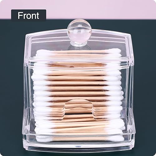 Miniatura 7 de Qtip - Dispensador de soporte para baño, pequeño, acrílico transparente, palillo de dientes, organizador a prueba de polvo con tapa