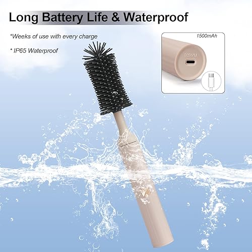 Miniatura 5 de Juego de limpiador eléctrico de cepillos para biberones con cepillo automático recargable y limpiadores de pezón/popote de silicona, kit de limpieza