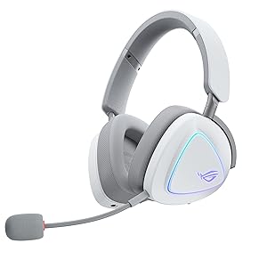 ASUS ROG Delta II Wireless Gaming Headset with Detachable Mic Tri-Mode (BT, 2.4GHz, 3.5mm), 50mm Titanium-Plated Drivers, 110Hr Battery, Lightweight, for PC, PS5, PS4, Xbox, Switch, Mobile - White