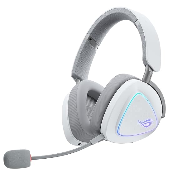 ASUS ROG Delta II Wireless Gaming Headset with Detachable Mic Tri-Mode (BT, 2.4GHz, 3.5mm), 50mm Titanium-Plated Drivers, 110Hr Battery, Lightweight, for PC, PS5, PS4, Xbox, Switch, Mobile - White