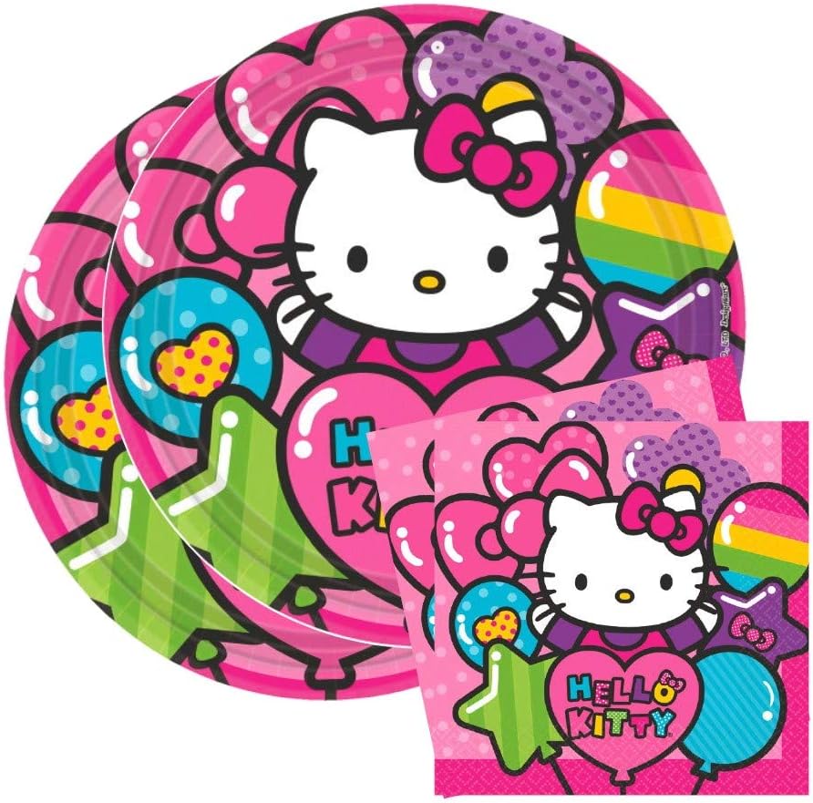 Hello Kitty Rainbow Party Supplies Pack for 16 Guests 16 9