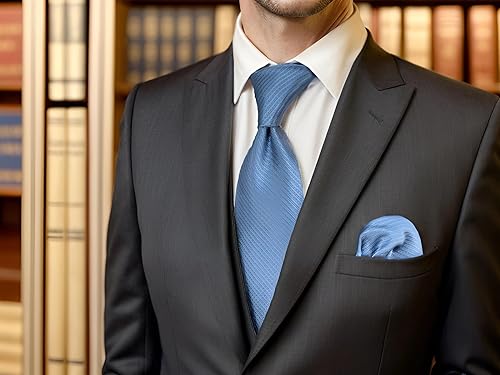 Vista 39 de S&W SHLAX&WING Conjunto de corbata de color sólido y pañuelo de bolsillo para hombre C33