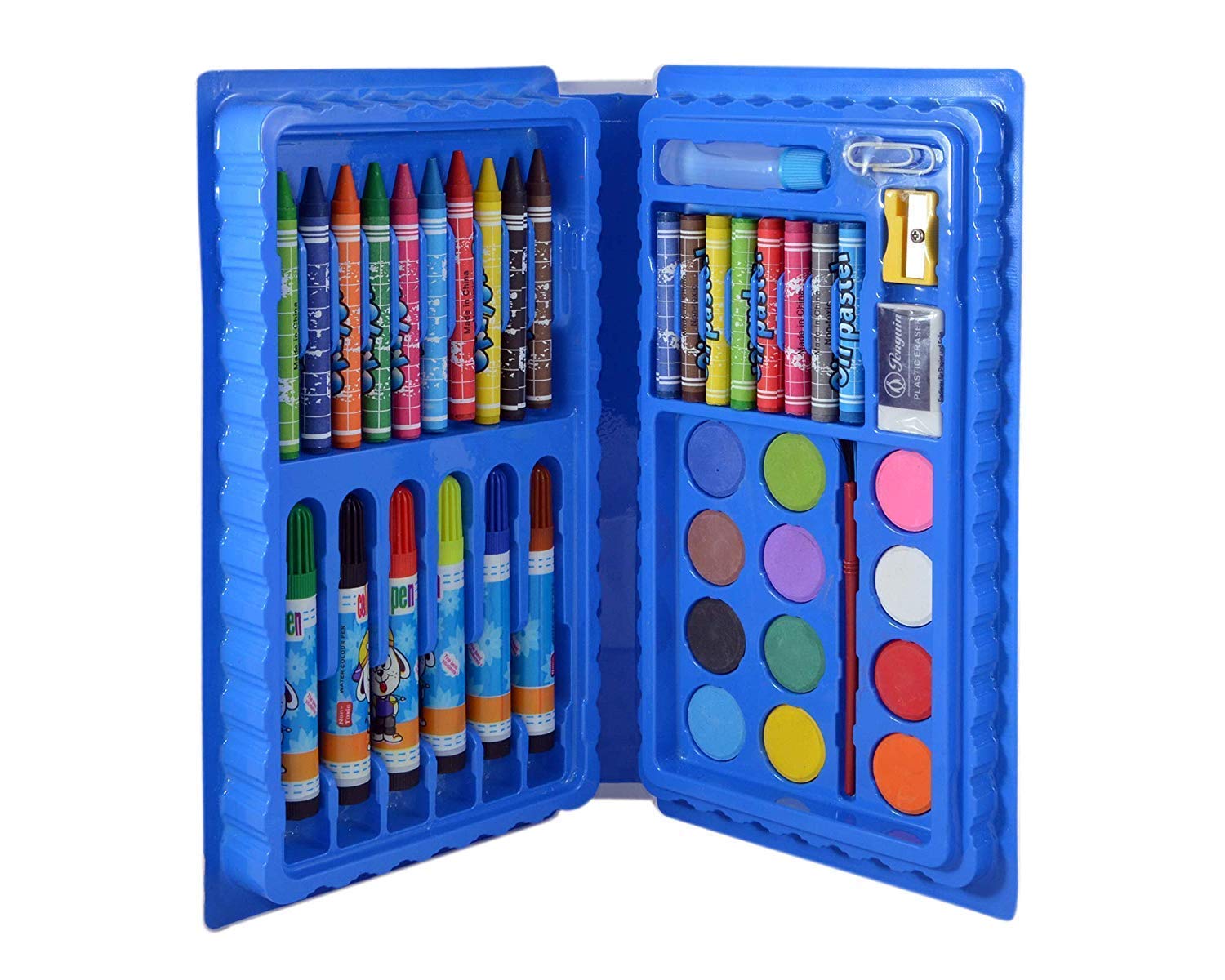 CHIVYA 42 Pcs Drawing Set for Kids | Art Set with Color Box | Pencil Colors Crayons Colors Water Color Sketch Pens Set for Kids,Blue