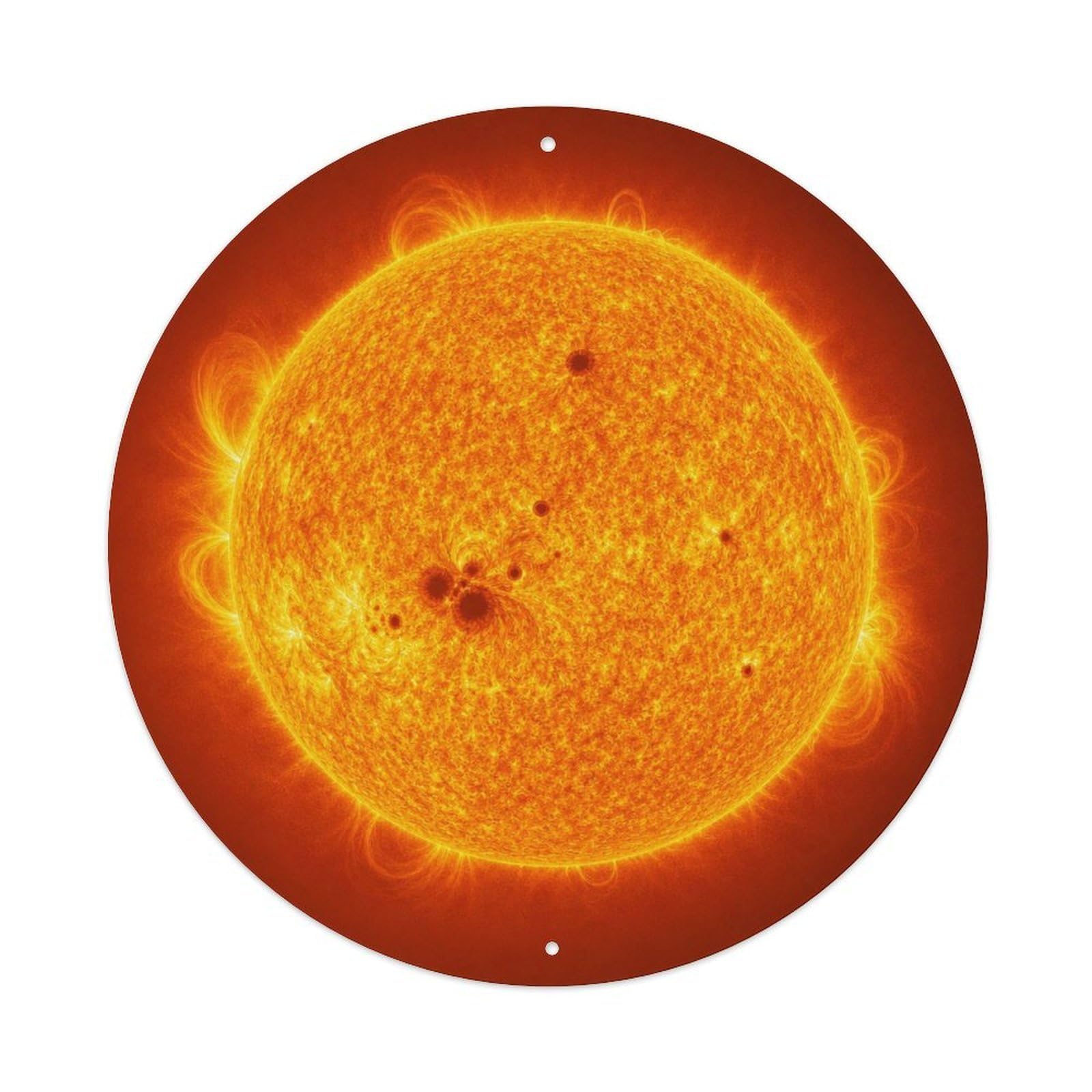 Okngb Style Scientific Sun Solar Astronomy Cosmic Discovery Space Metal Tin Sign Plaque Wall Decor For Cafe, Man Cave, Club Bar, Office, Home Garden Round Metal Poster 8X8inch