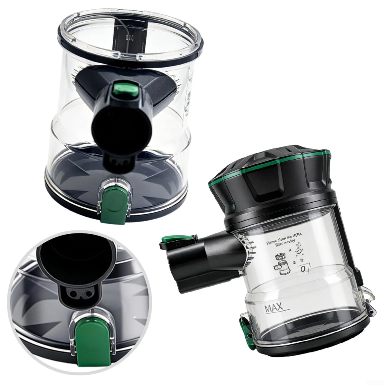 Bidone della polvere lavabile di ricambio per Vactidy per Blitz V8 per aspirapolvere, riutilizzabile per tazza dello sporco con design del filtro, facile da installare (A)