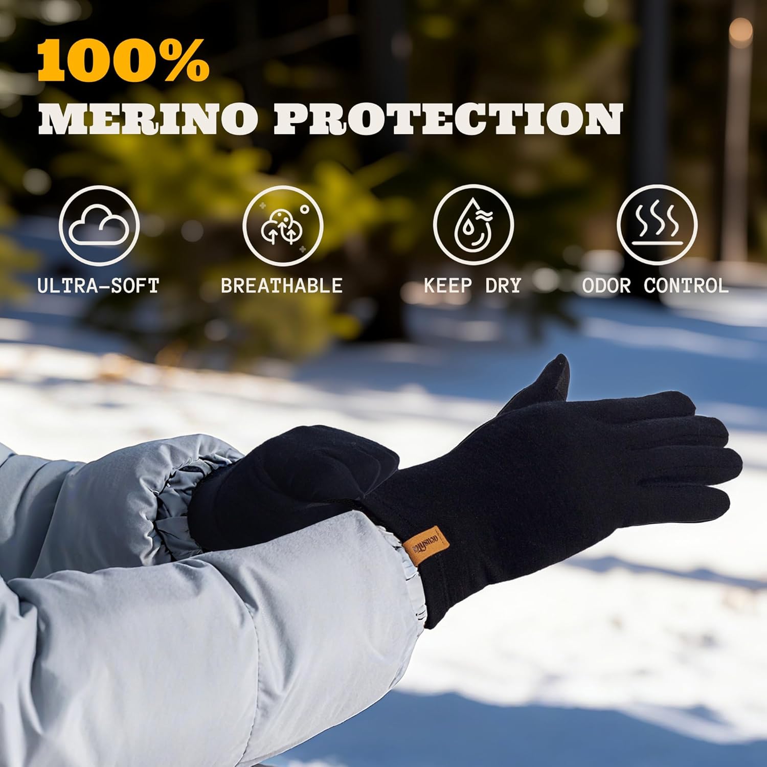 ACUSHLA Merino Wool Glove Liner -Touchscreen Lightweight Base Layer Ski Liner Glove for Men & Women - Image 2