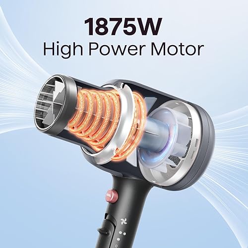 Miniatura 3 de Wavytalk Secador de pelo con difusor y concentrador profesional 1875 vatios, juego de rizadores 5 en 1