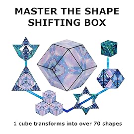 Shashibo Shape Shifting Box - Award-Winning STEM Fidget Toy with Strong Magnets - Fidget Cube Transforms Into 100+ Shapes, Christmas Stocking Stuffers Gift for Kids, Teens, and Adults (Mystic Ocean)