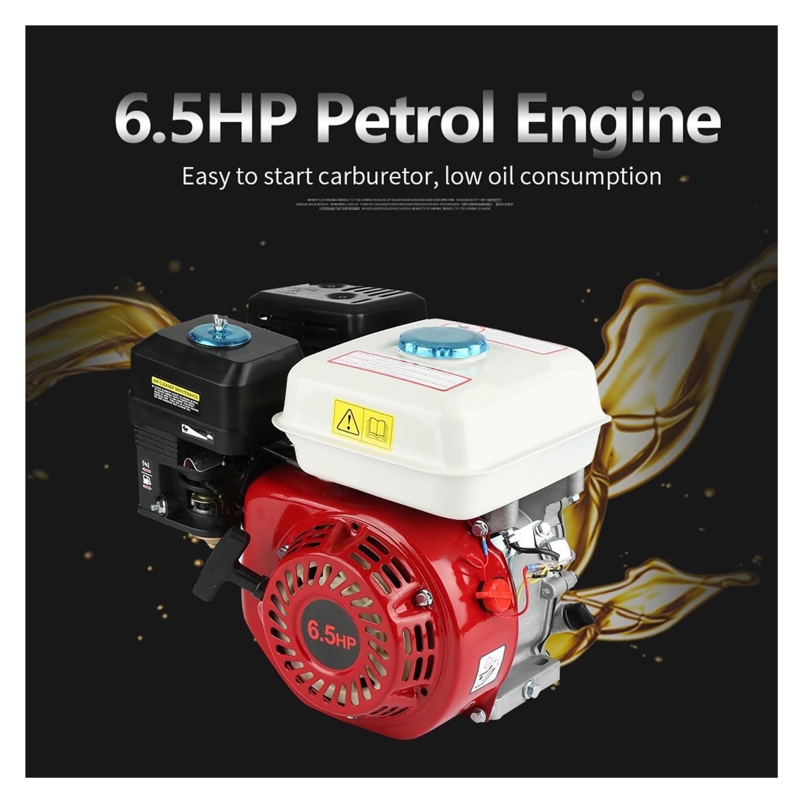 Moteur À Essence 4 Temps 6,5 CV, Démarrage Manuel, 168F OHV, Kit D'outils Électriques De Remplacement, Rouge Et Noir Puissance éLevéE