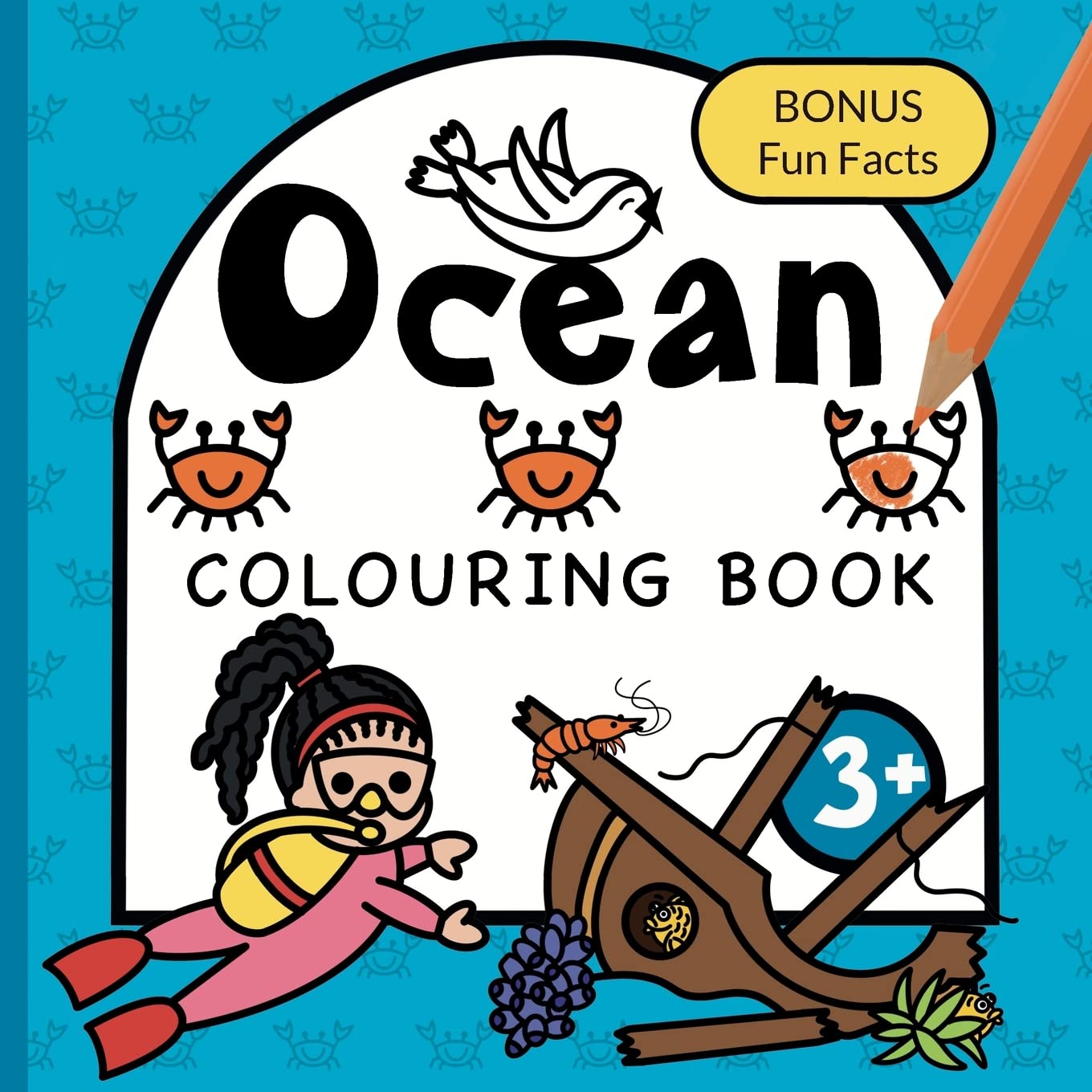 Colouring Book Ocean For Children: Whales, Sharks, Turtles and Sunken ships for boys & girls to colour Ages 3+ (Children's Colouring Books)