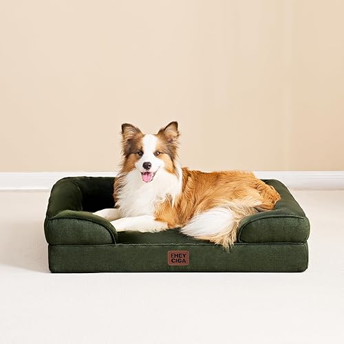 Miniatura 56 de EHEYCIGA – Cama ortopédica mediana impermeable para perros medianos, de espuma viscoelástica tipo caja de huevos, con bordes elevados y base